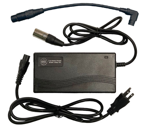 48v 2a XLR charger with an RCA adaptor