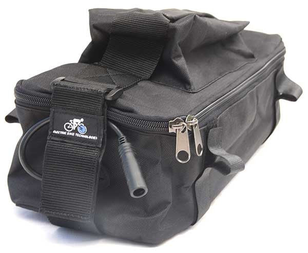 A black canvas battery bag from E-BikeKit