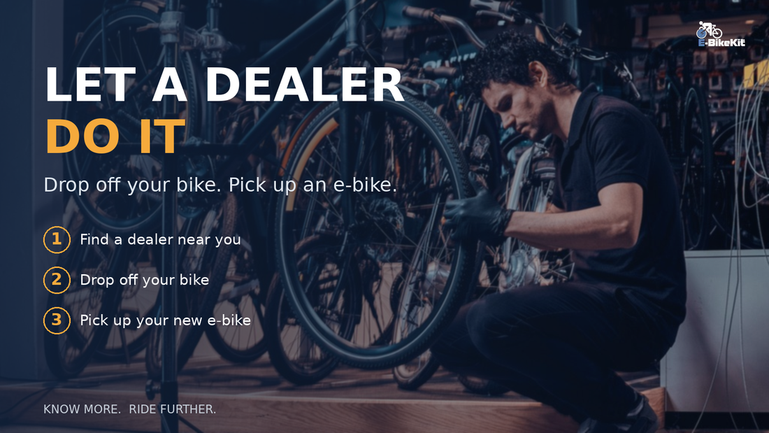 Let a dealer install your E-BikeKit - bike shop banner