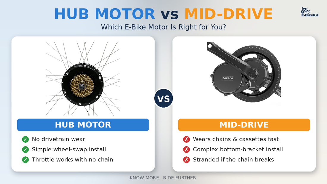 Hub motor vs mid-drive comparison graphic